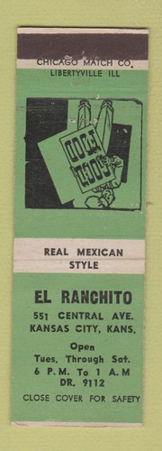 Matchbook cover el ranchito - matchbook,